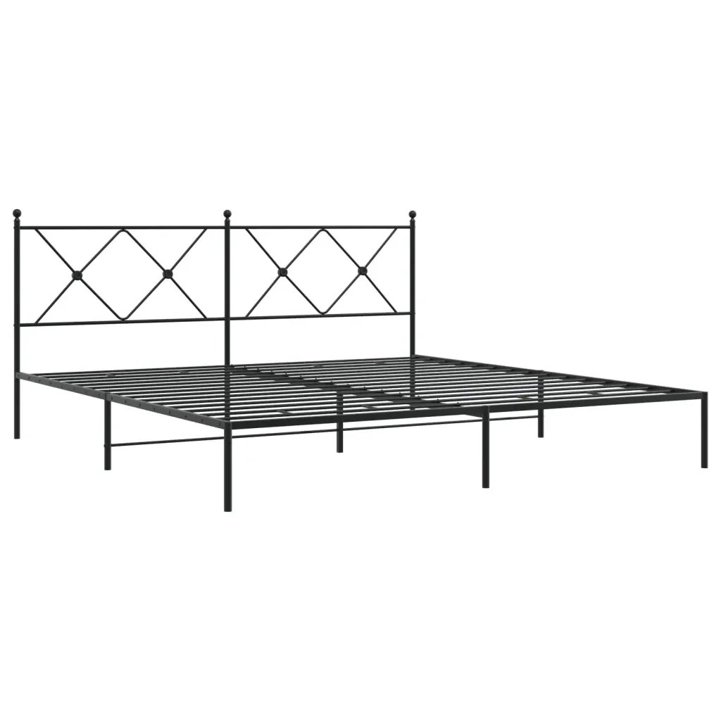 Letto matrimoniale | Letto per adulti | Giroletto con Testiera in Metallo Nero 183x213 cm - Image 4