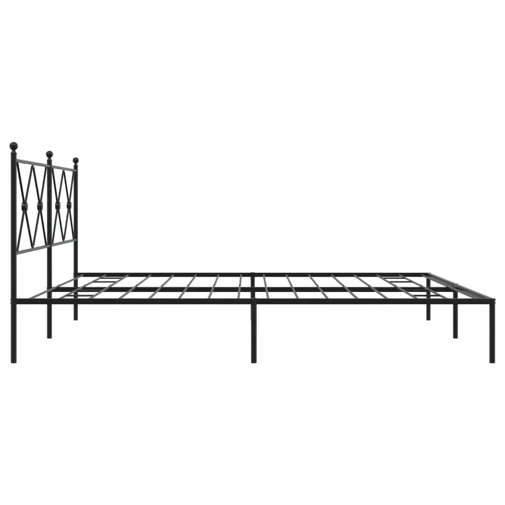 Letto matrimoniale | Letto per adulti | Giroletto con Testiera in Metallo Nero 183x213 cm - Image 5