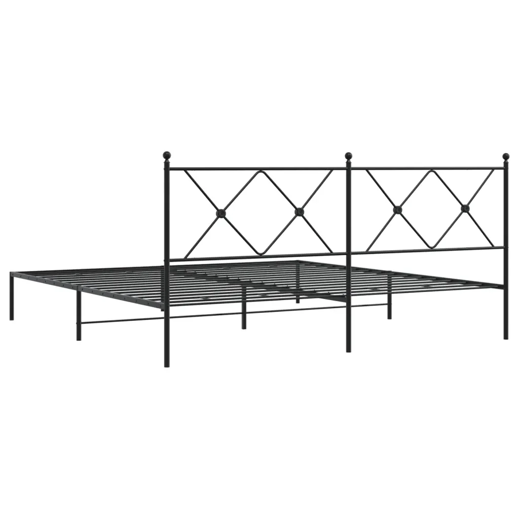 Letto matrimoniale | Letto per adulti | Giroletto con Testiera in Metallo Nero 183x213 cm - Image 6