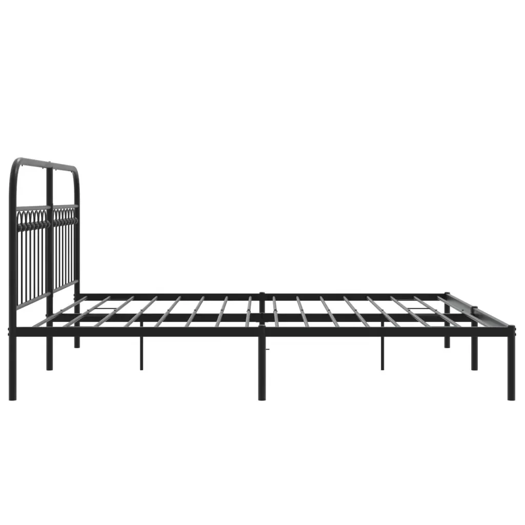 Letto matrimoniale | Letto per adulti | Giroletto con Testiera in Metallo Nero 183x213 cm - Image 5