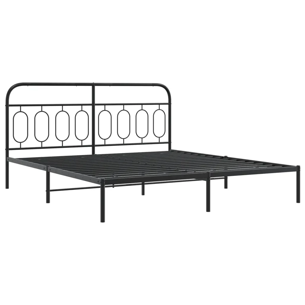 Letto matrimoniale | Letto per adulti | Giroletto con Testiera in Metallo Nero 183x213 cm - Image 3