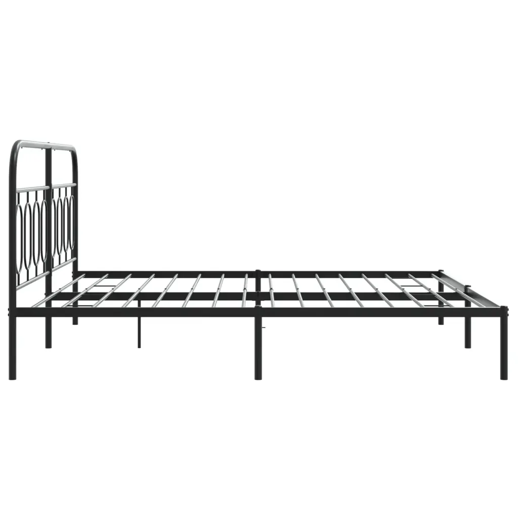 Letto matrimoniale | Letto per adulti | Giroletto con Testiera in Metallo Nero 183x213 cm - Image 5