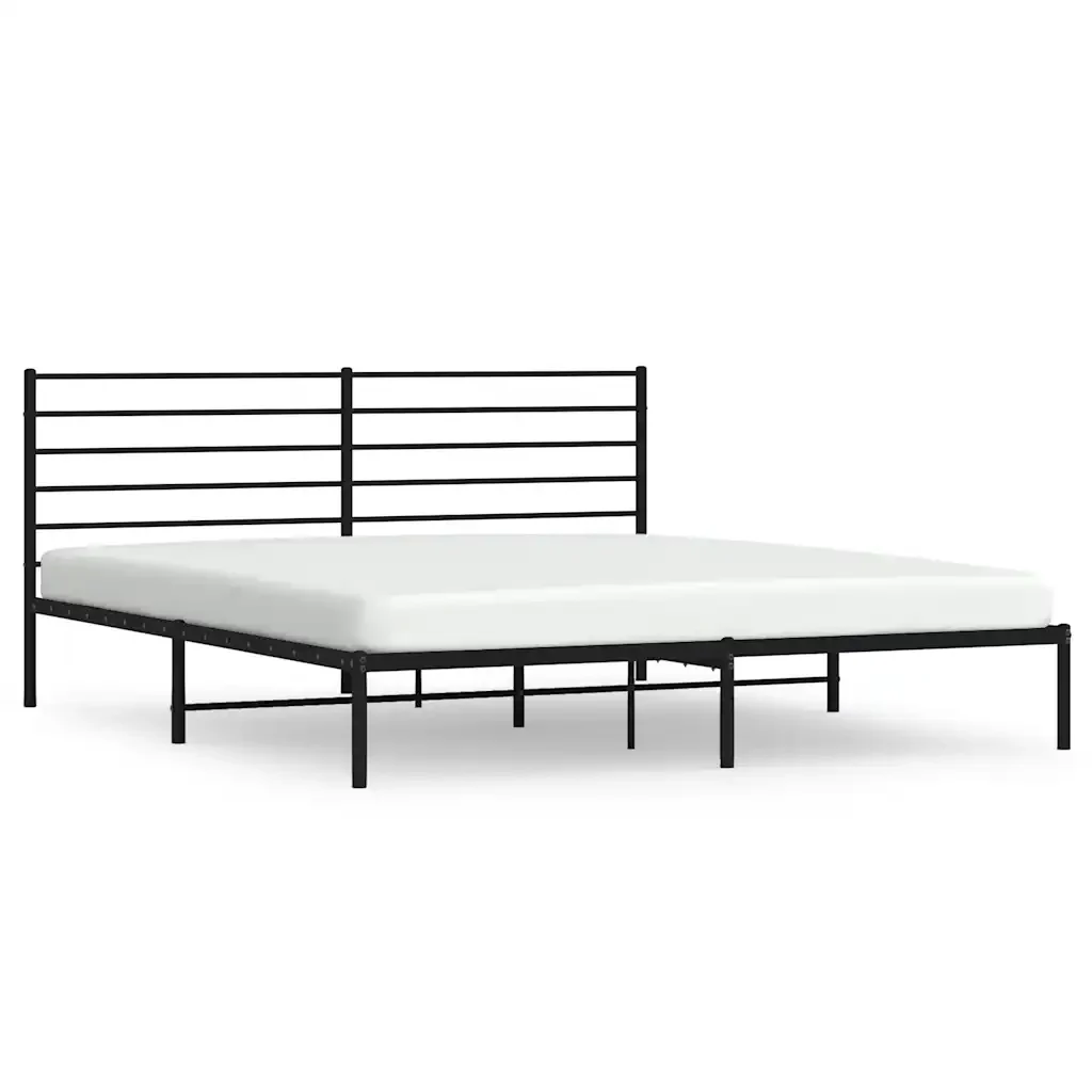 Letto matrimoniale | Letto per adulti | Giroletto con Testiera in Metallo Nero 183x213 cm