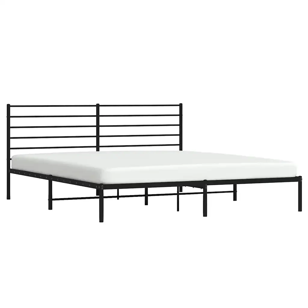 Letto matrimoniale | Letto per adulti | Giroletto con Testiera in Metallo Nero 183x213 cm - Image 5