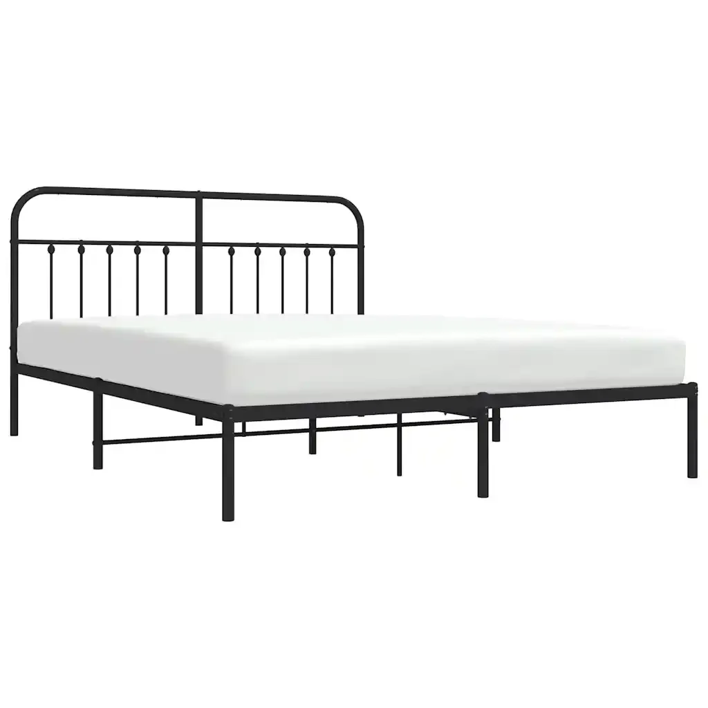 Letto matrimoniale | Letto per adulti | Giroletto con Testiera in Metallo Nero 183x213 cm - Image 5