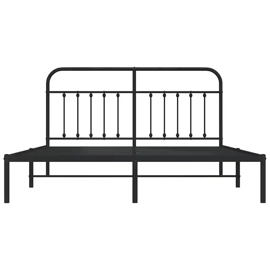 Letto matrimoniale | Letto per adulti | Giroletto con Testiera in Metallo Nero 183x213 cm - Image 6