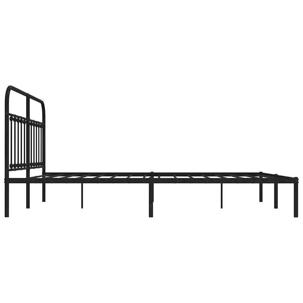 Letto matrimoniale | Letto per adulti | Giroletto con Testiera in Metallo Nero 183x213 cm - Image 7