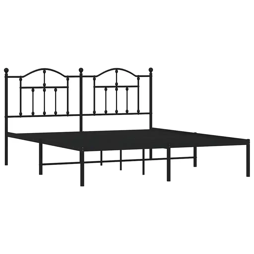 Letto matrimoniale | Letto per adulti | Giroletto con Testiera in Metallo Nero 183x213 cm - Image 3