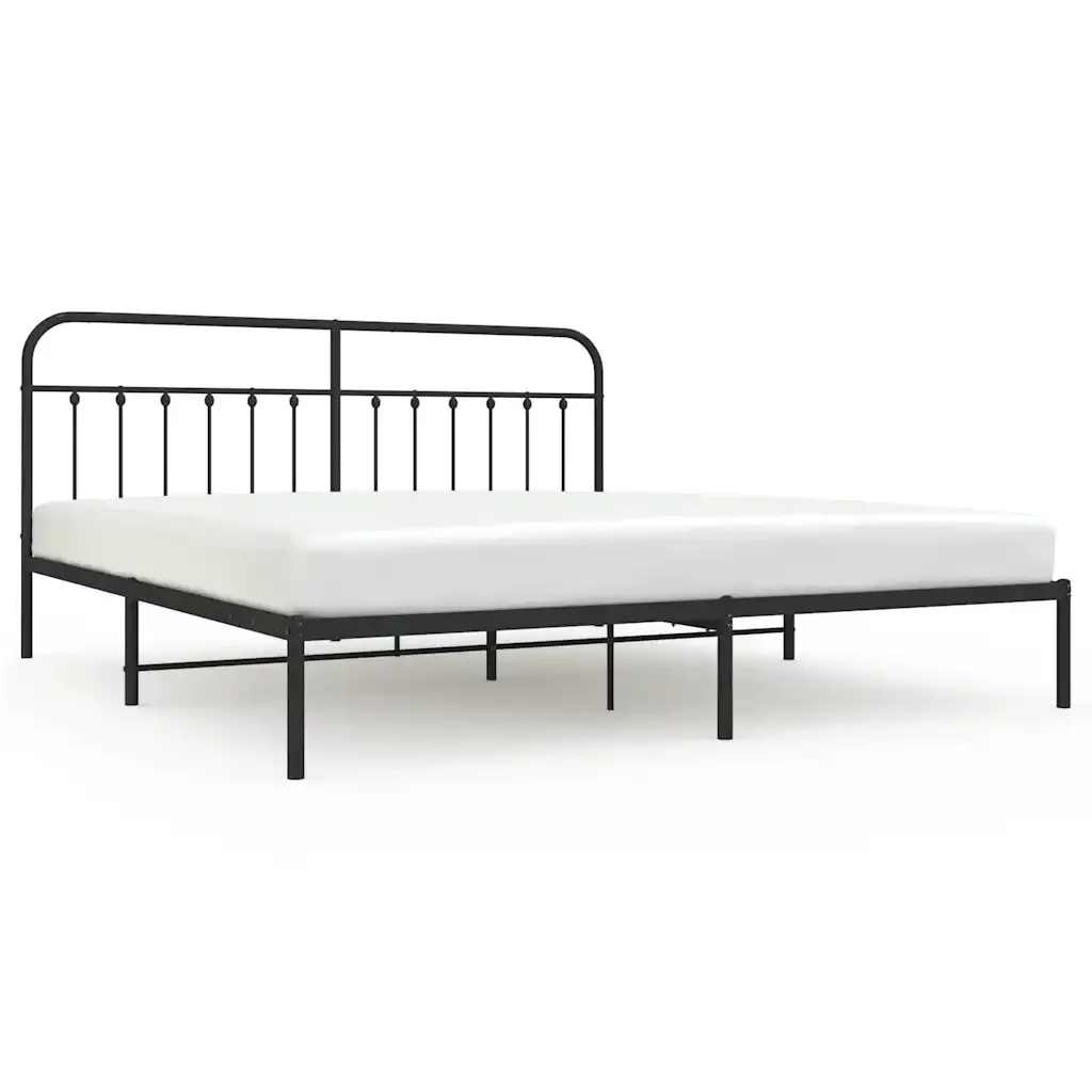 Letto matrimoniale | Letto per adulti | Giroletto con Testiera in Metallo Nero 193x203 cm
