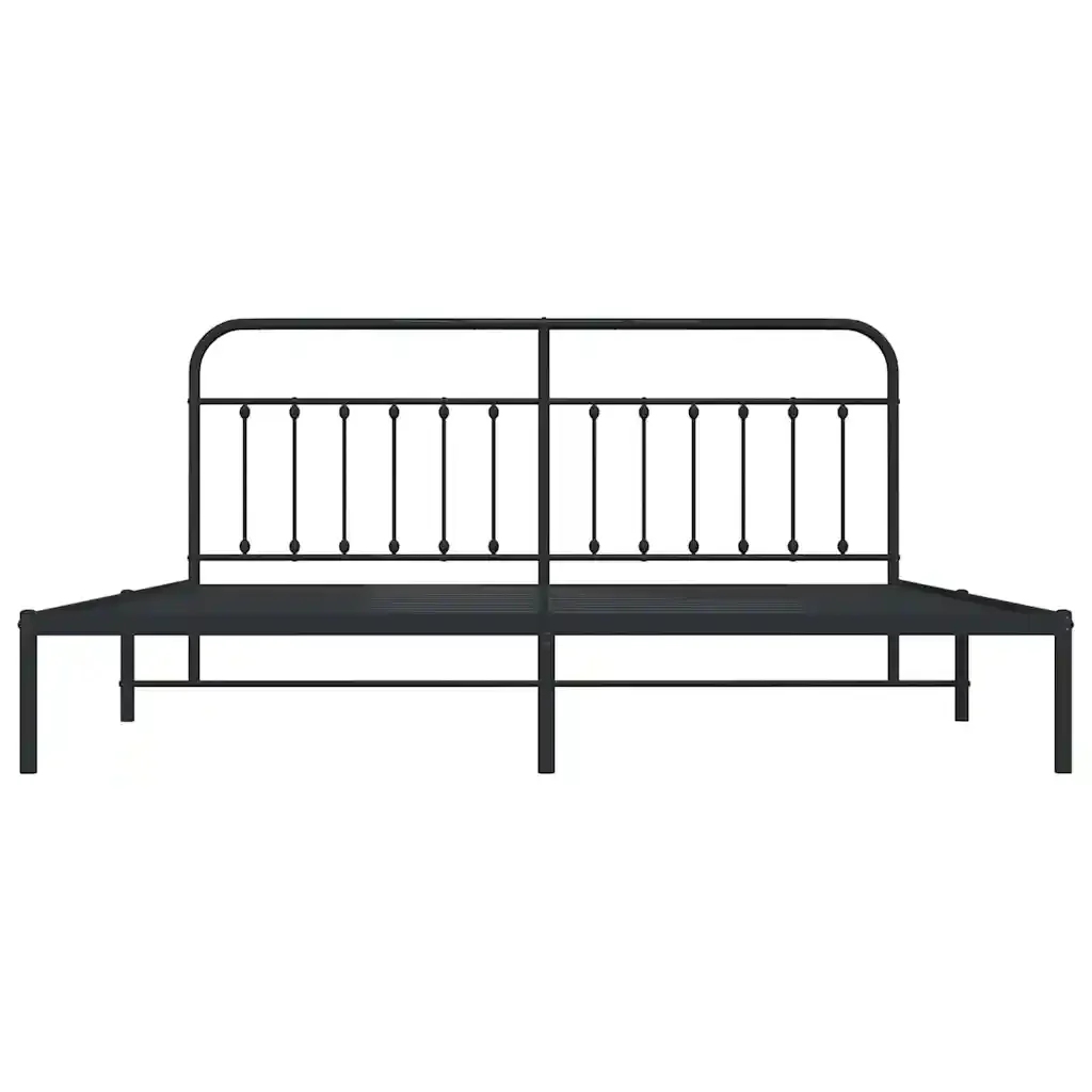 Letto matrimoniale | Letto per adulti | Giroletto con Testiera in Metallo Nero 193x203 cm - Image 6