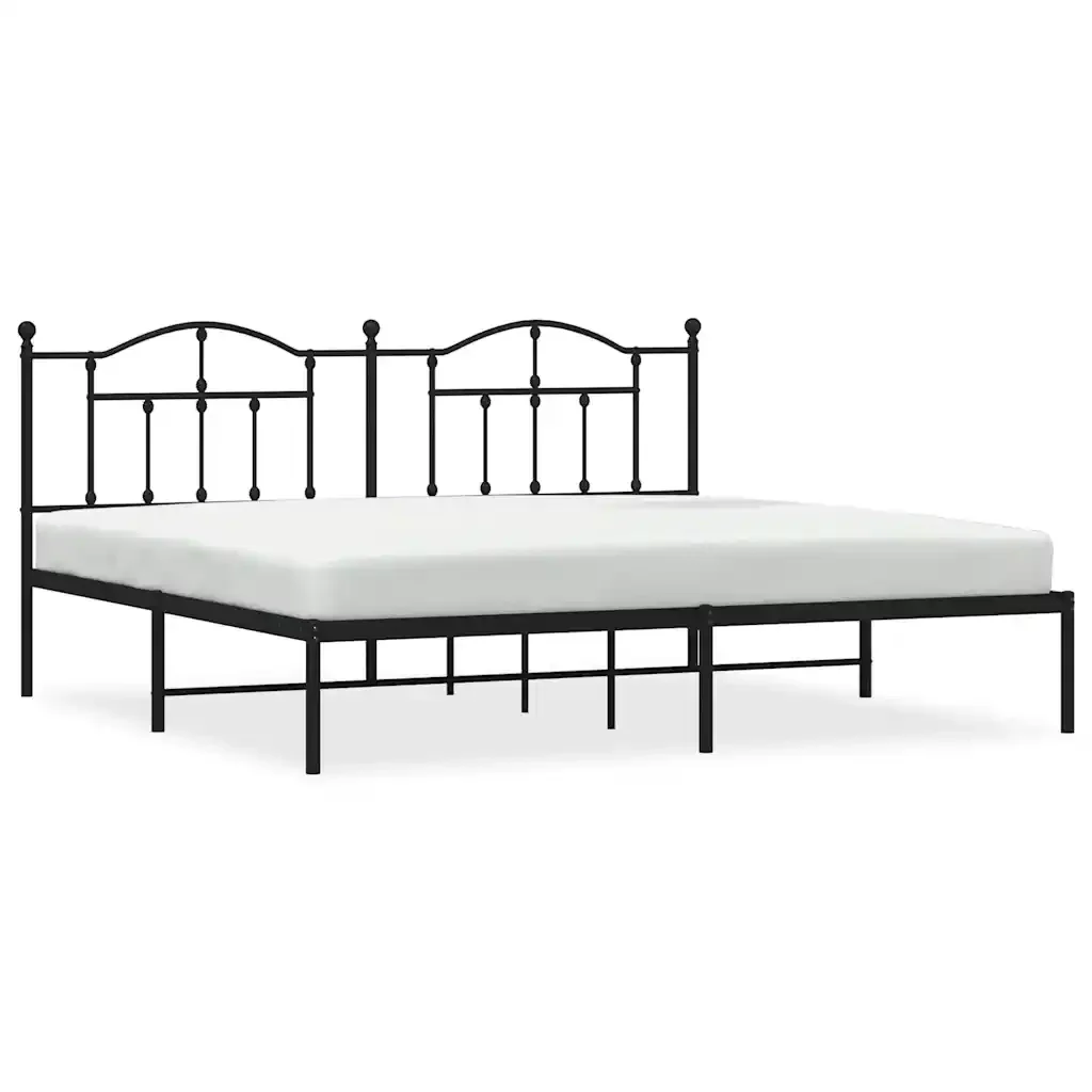 Letto matrimoniale | Letto per adulti | Giroletto con Testiera in Metallo Nero 193x203 cm