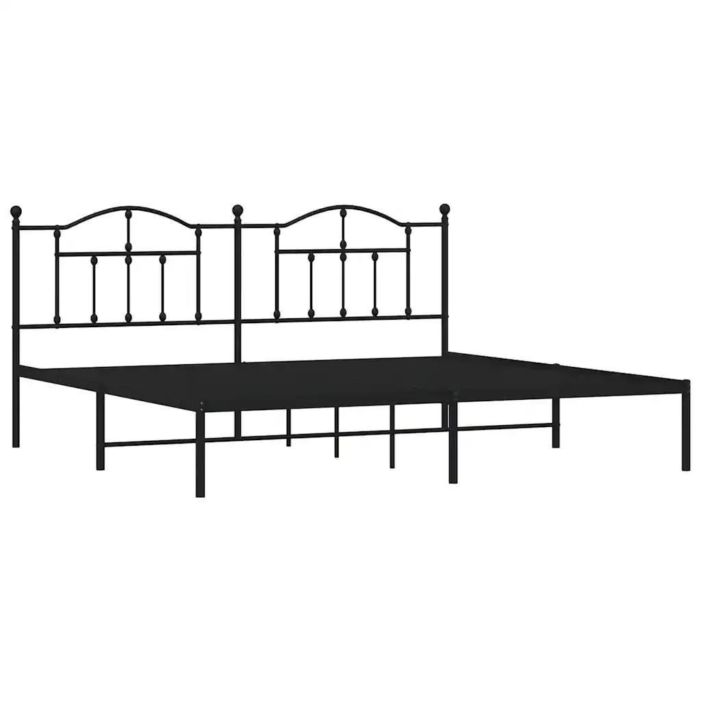 Letto matrimoniale | Letto per adulti | Giroletto con Testiera in Metallo Nero 193x203 cm - Image 3