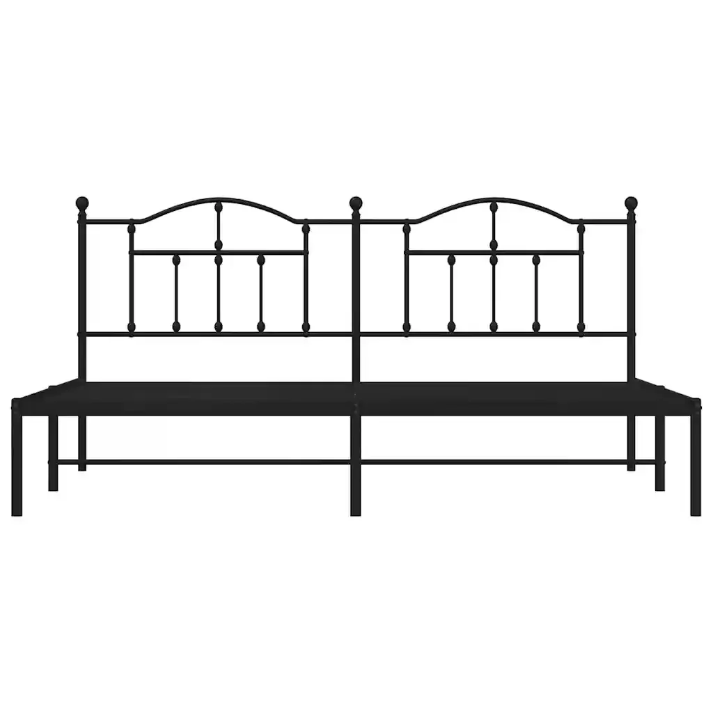 Letto matrimoniale | Letto per adulti | Giroletto con Testiera in Metallo Nero 193x203 cm - Image 6