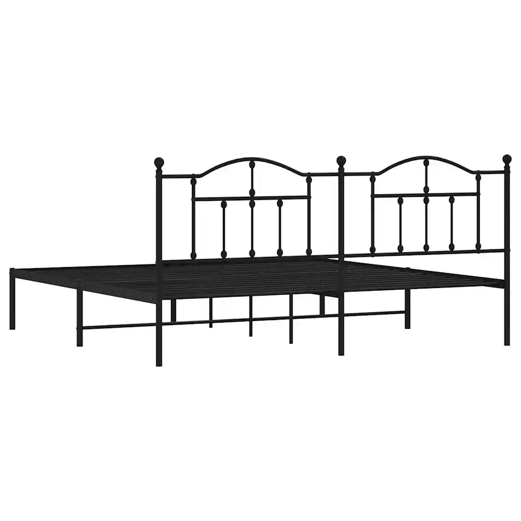 Letto matrimoniale | Letto per adulti | Giroletto con Testiera in Metallo Nero 193x203 cm - Image 8