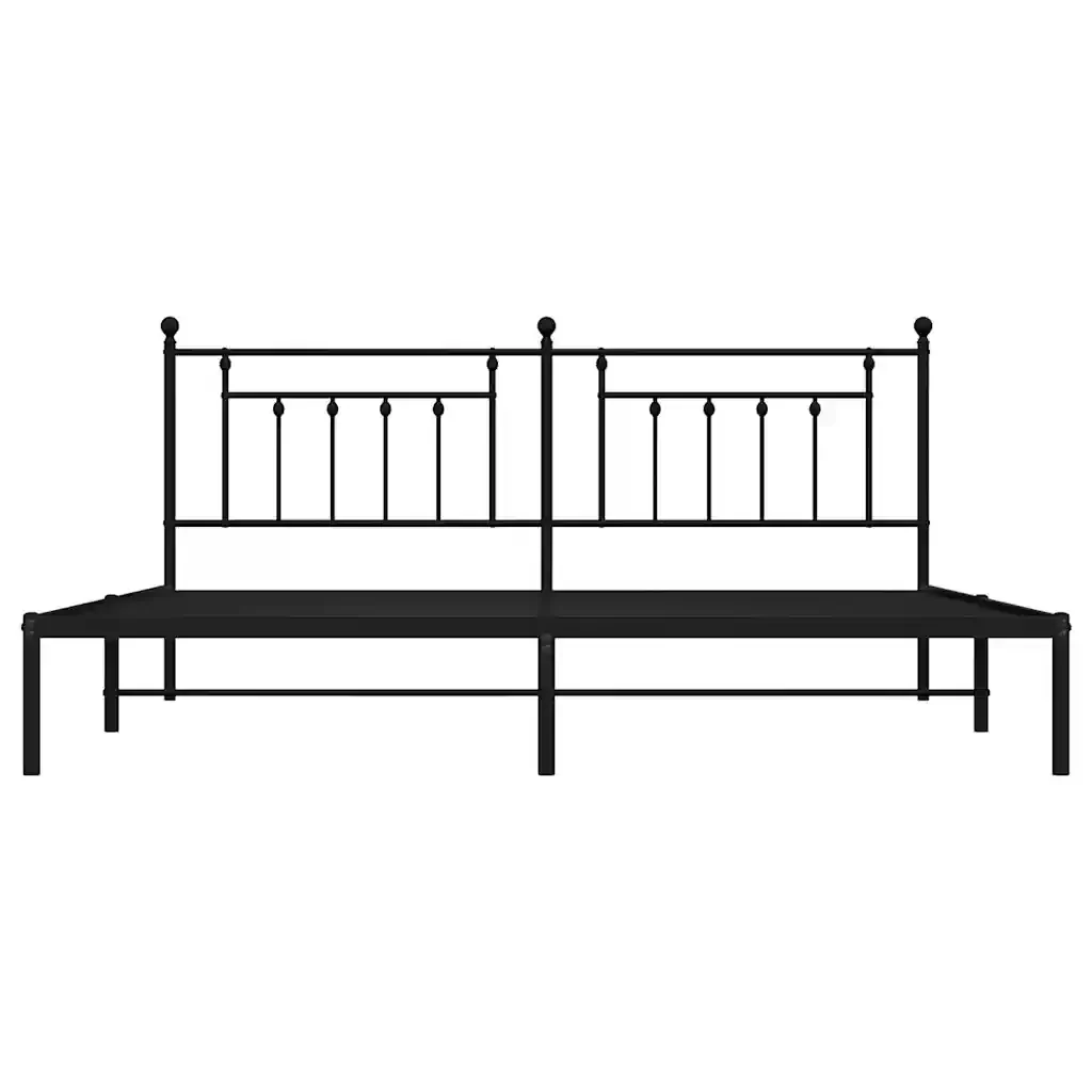 Letto matrimoniale | Letto per adulti | Giroletto con Testiera in Metallo Nero 193x203 cm - Image 6