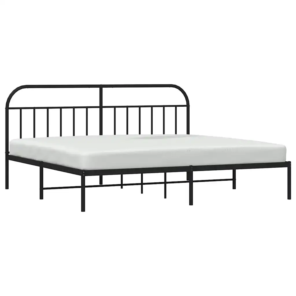 Letto matrimoniale | Letto per adulti | Giroletto con Testiera in Metallo Nero 193x203 cm - Image 5