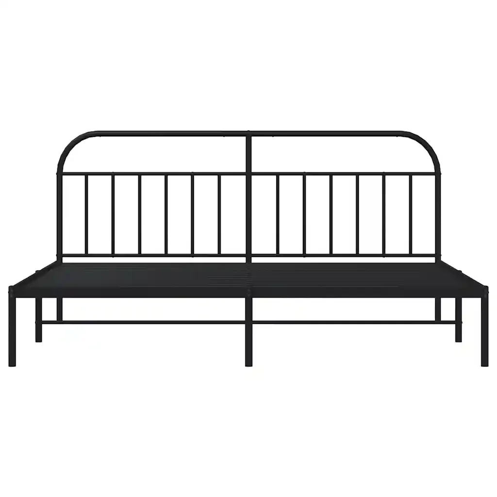 Letto matrimoniale | Letto per adulti | Giroletto con Testiera in Metallo Nero 193x203 cm - Image 6