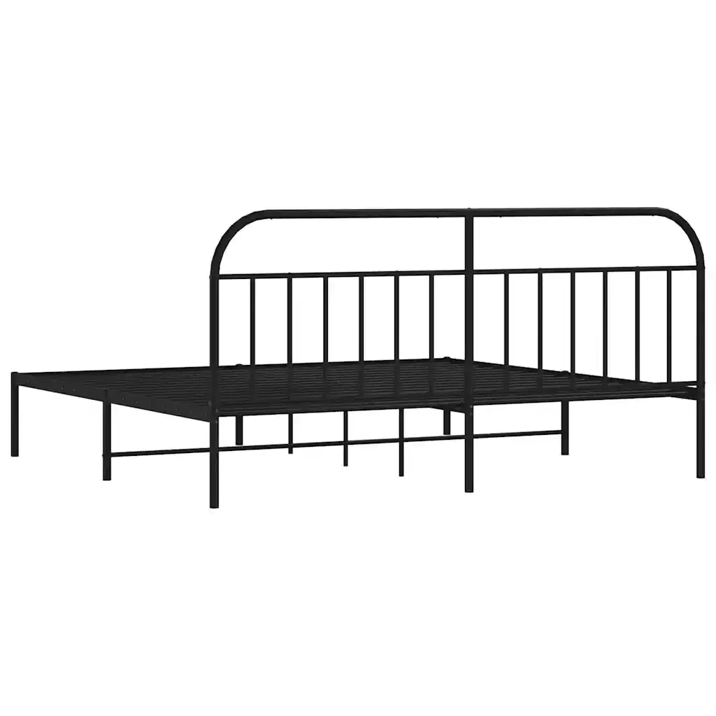 Letto matrimoniale | Letto per adulti | Giroletto con Testiera in Metallo Nero 193x203 cm - Image 8