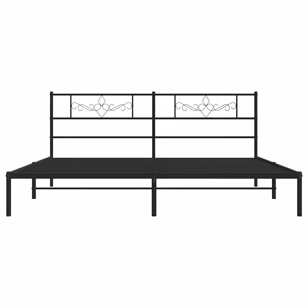 Letto matrimoniale | Letto per adulti | Giroletto con Testiera in Metallo Nero 193x203 cm - Image 6