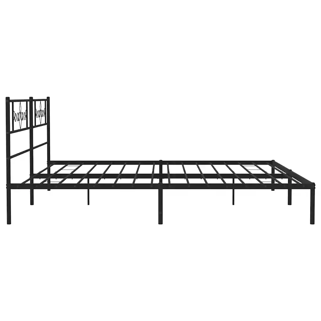 Letto matrimoniale | Letto per adulti | Giroletto con Testiera in Metallo Nero 193x203 cm - Image 7