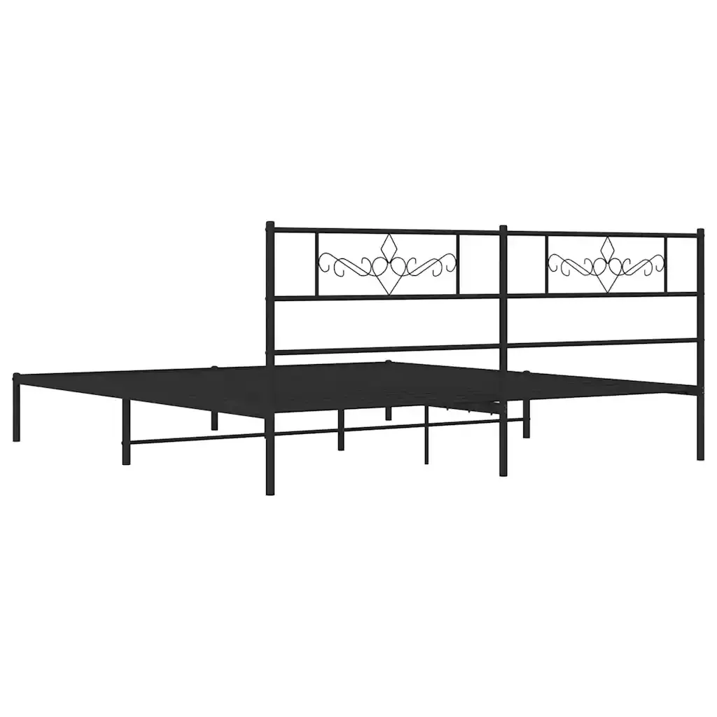 Letto matrimoniale | Letto per adulti | Giroletto con Testiera in Metallo Nero 193x203 cm - Image 8