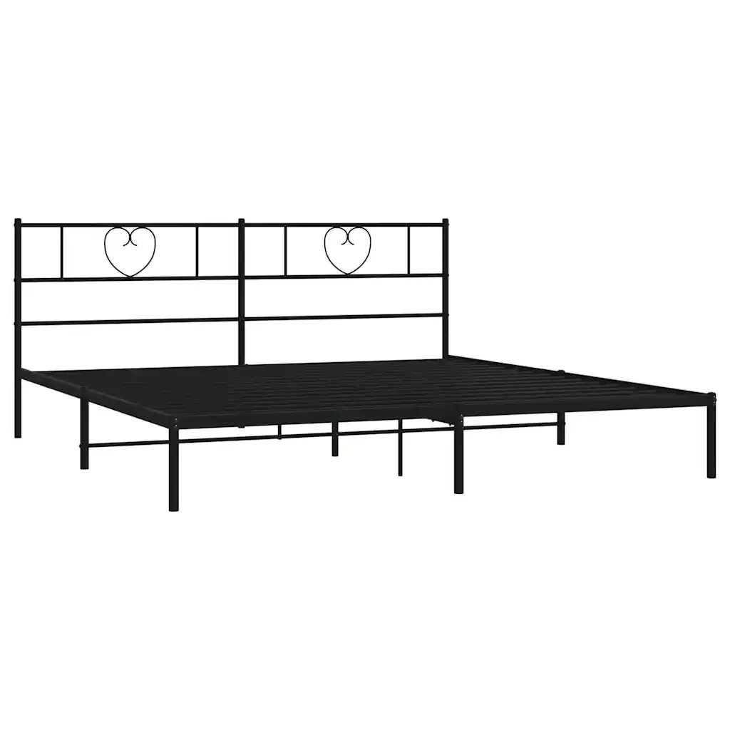Letto matrimoniale | Letto per adulti | Giroletto con Testiera in Metallo Nero 193x203 cm - Image 5