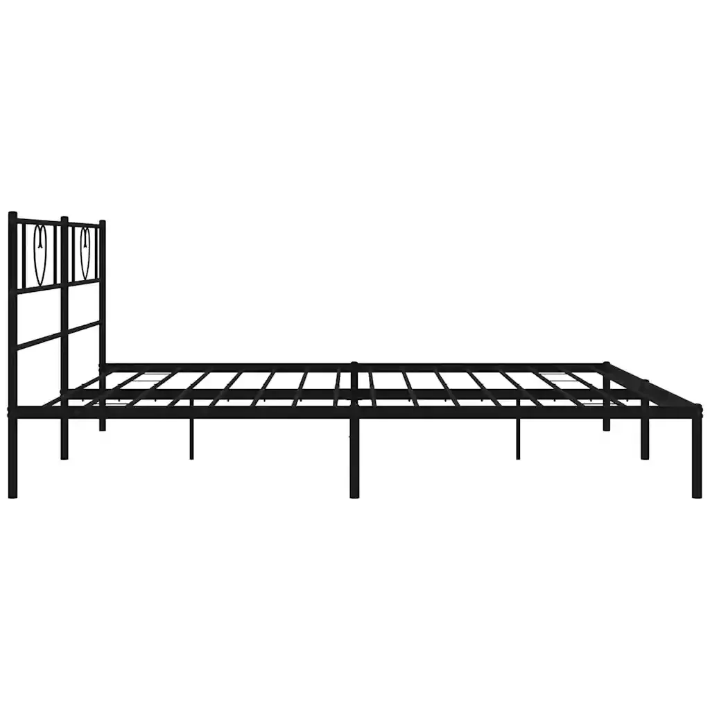 Letto matrimoniale | Letto per adulti | Giroletto con Testiera in Metallo Nero 193x203 cm - Image 7