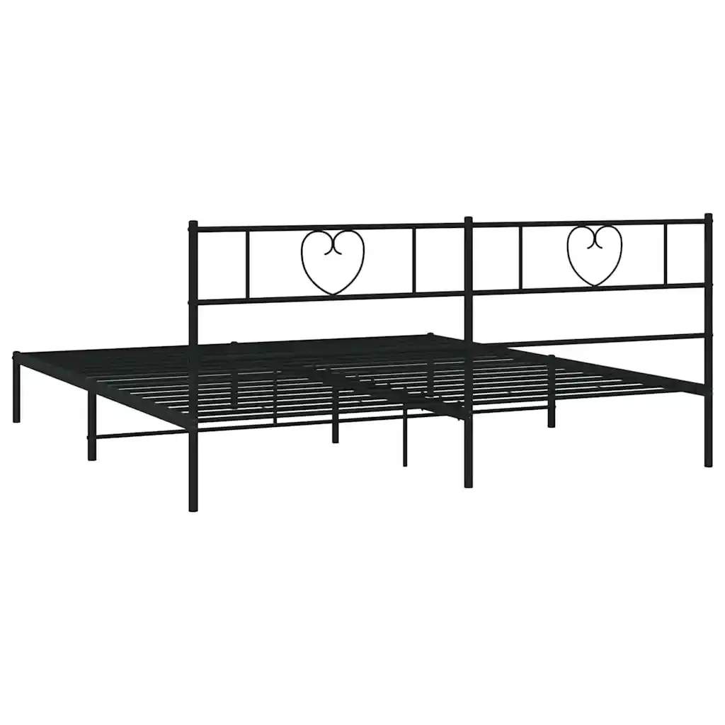 Letto matrimoniale | Letto per adulti | Giroletto con Testiera in Metallo Nero 193x203 cm - Image 8