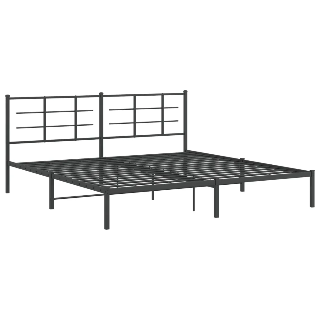Letto matrimoniale | Letto per adulti | Giroletto con Testiera in Metallo Nero 193x203 cm - Image 3