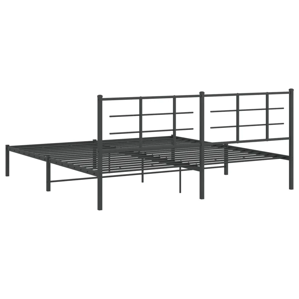 Letto matrimoniale | Letto per adulti | Giroletto con Testiera in Metallo Nero 193x203 cm - Image 7