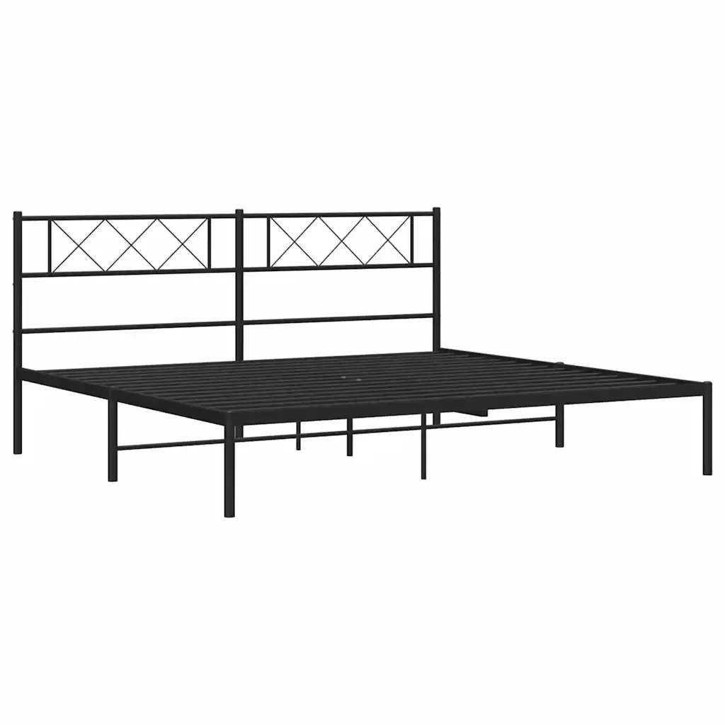 Letto matrimoniale | Letto per adulti | Giroletto con Testiera in Metallo Nero 193x203 cm - Image 6