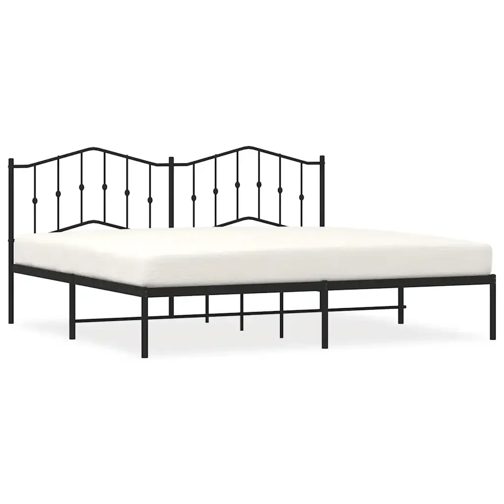 Letto matrimoniale | Letto per adulti | Giroletto con Testiera in Metallo Nero 193x203 cm