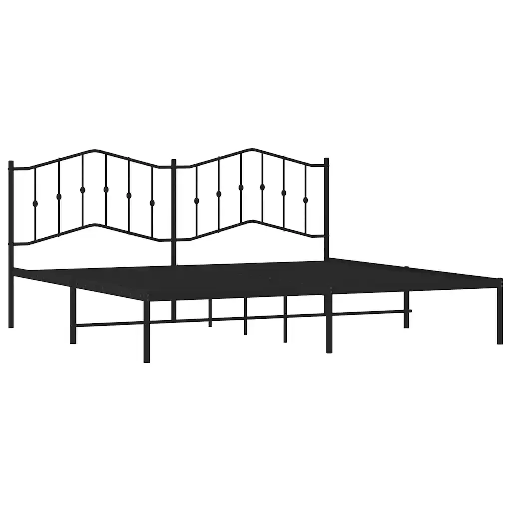 Letto matrimoniale | Letto per adulti | Giroletto con Testiera in Metallo Nero 193x203 cm - Image 5
