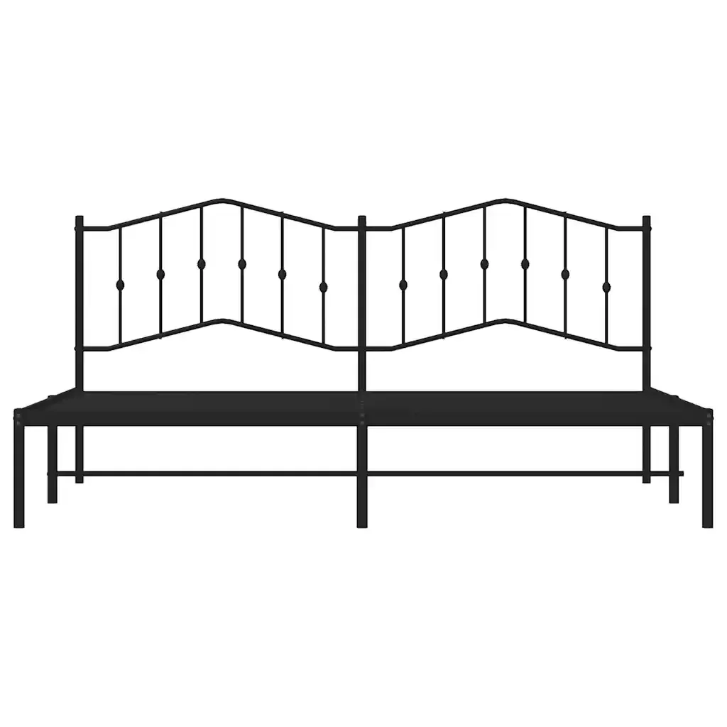 Letto matrimoniale | Letto per adulti | Giroletto con Testiera in Metallo Nero 193x203 cm - Image 6