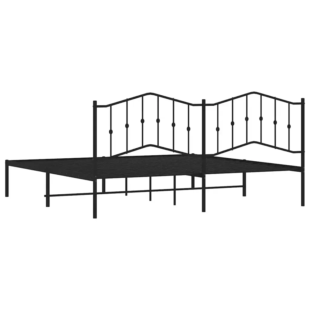 Letto matrimoniale | Letto per adulti | Giroletto con Testiera in Metallo Nero 193x203 cm - Image 8