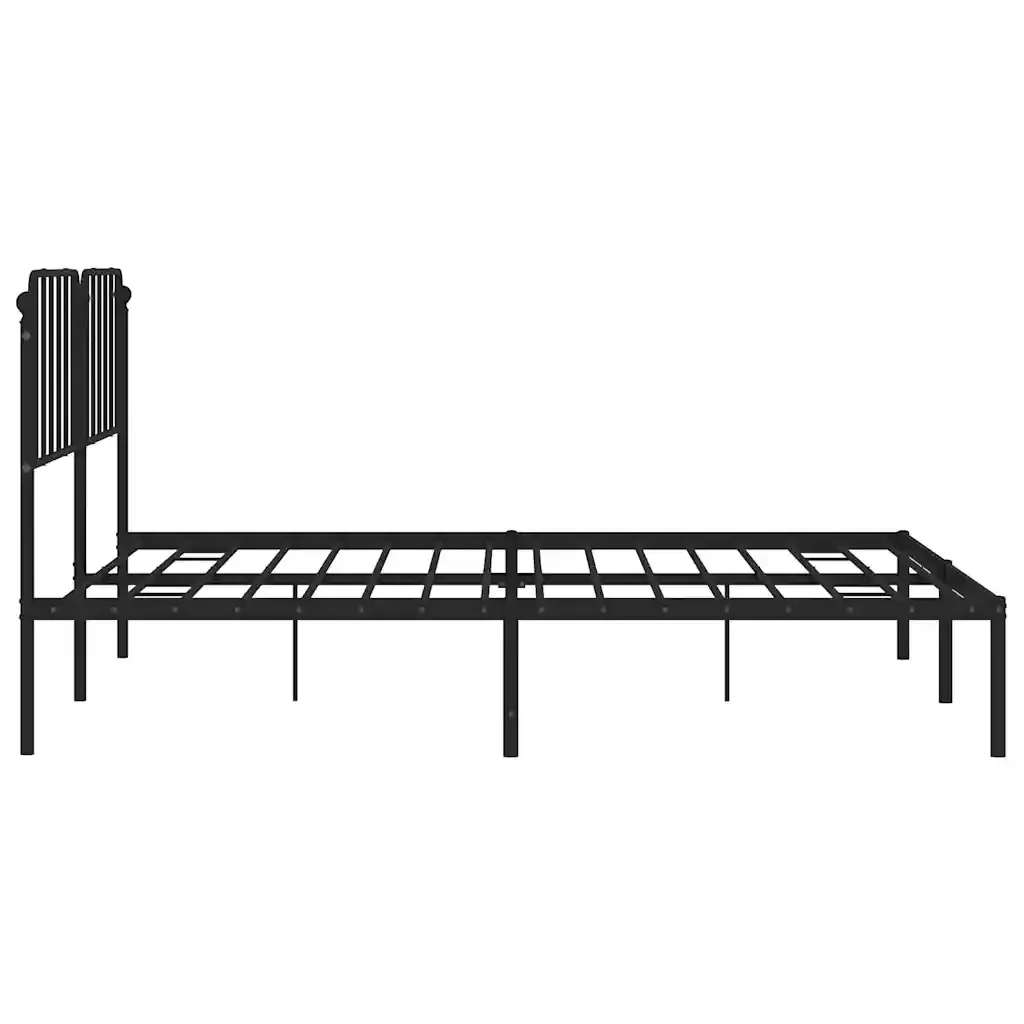 Letto matrimoniale | Letto per adulti | Giroletto con Testiera in Metallo Nero 193x203 cm - Image 7