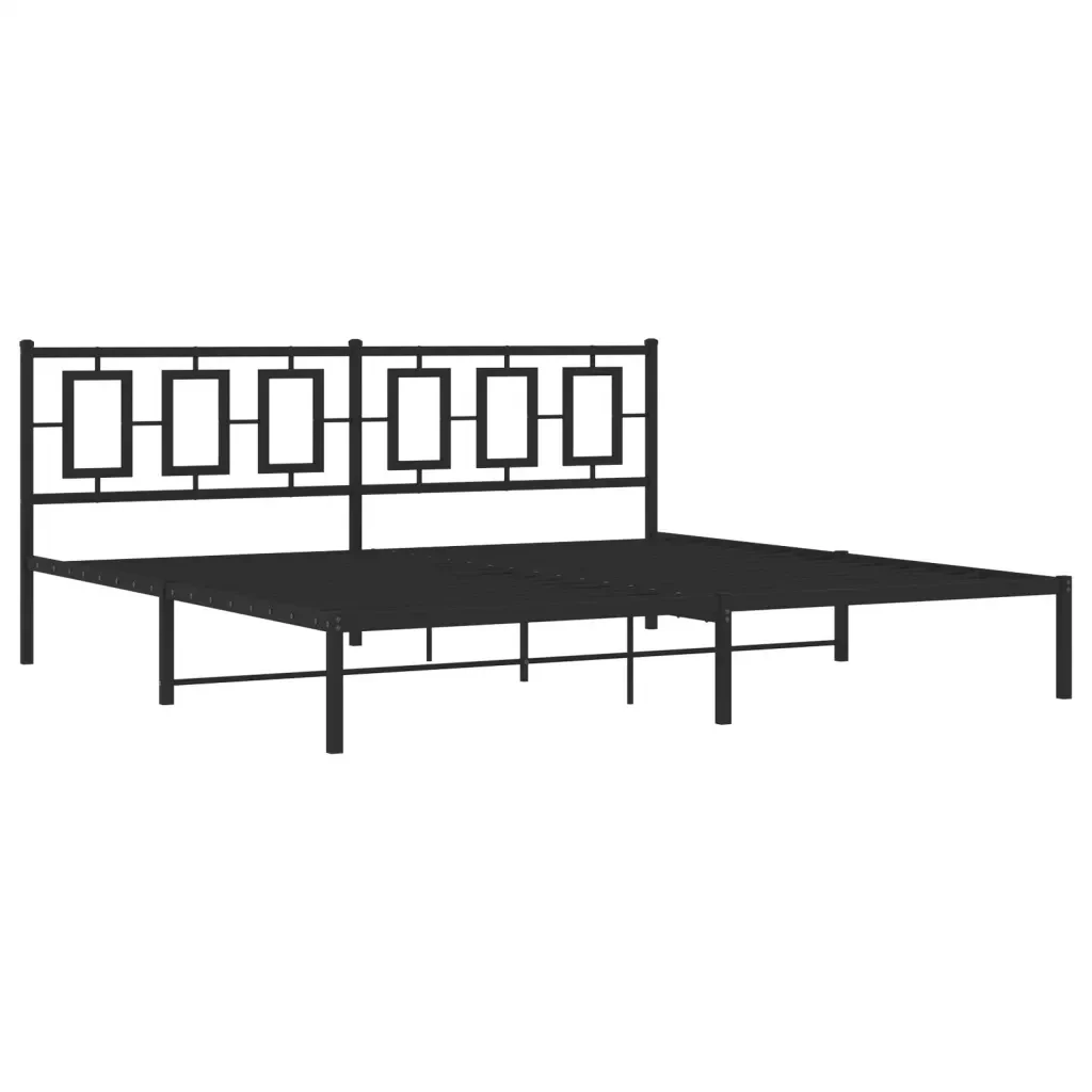 Letto matrimoniale | Letto per adulti | Giroletto con Testiera in Metallo Nero 193x203 cm - Image 4