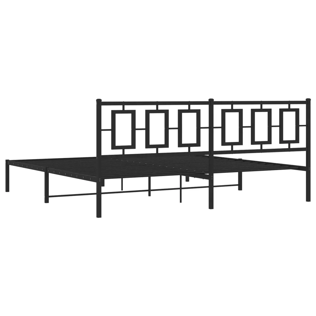Letto matrimoniale | Letto per adulti | Giroletto con Testiera in Metallo Nero 193x203 cm - Image 7