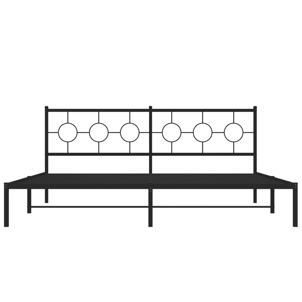 Letto matrimoniale | Letto per adulti | Giroletto con Testiera in Metallo Nero 193x203 cm - Image 5
