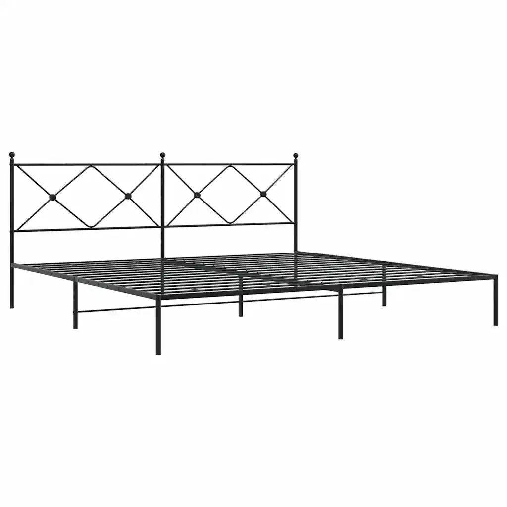 Letto matrimoniale | Letto per adulti | Giroletto con Testiera in Metallo Nero 193x203 cm - Image 4