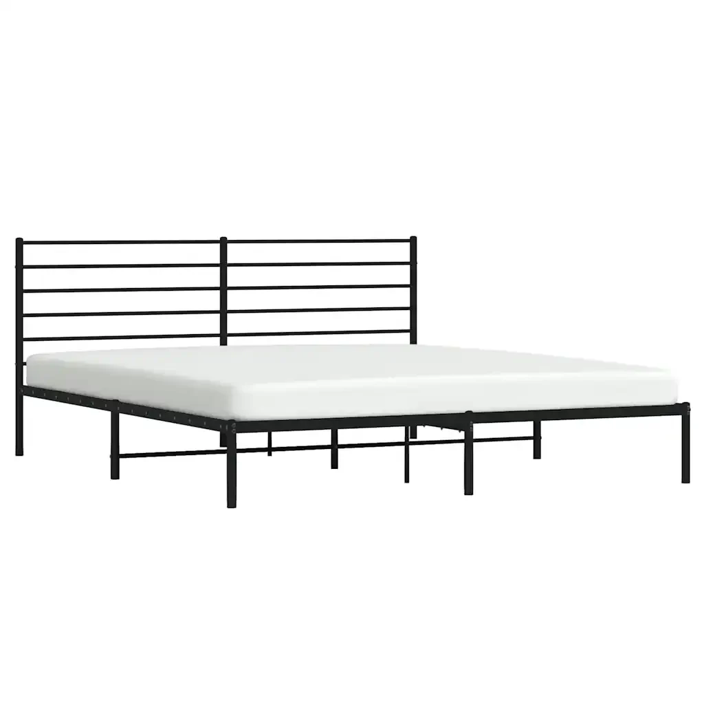 Letto matrimoniale | Letto per adulti | Giroletto con Testiera in Metallo Nero 193x203 cm - Image 5