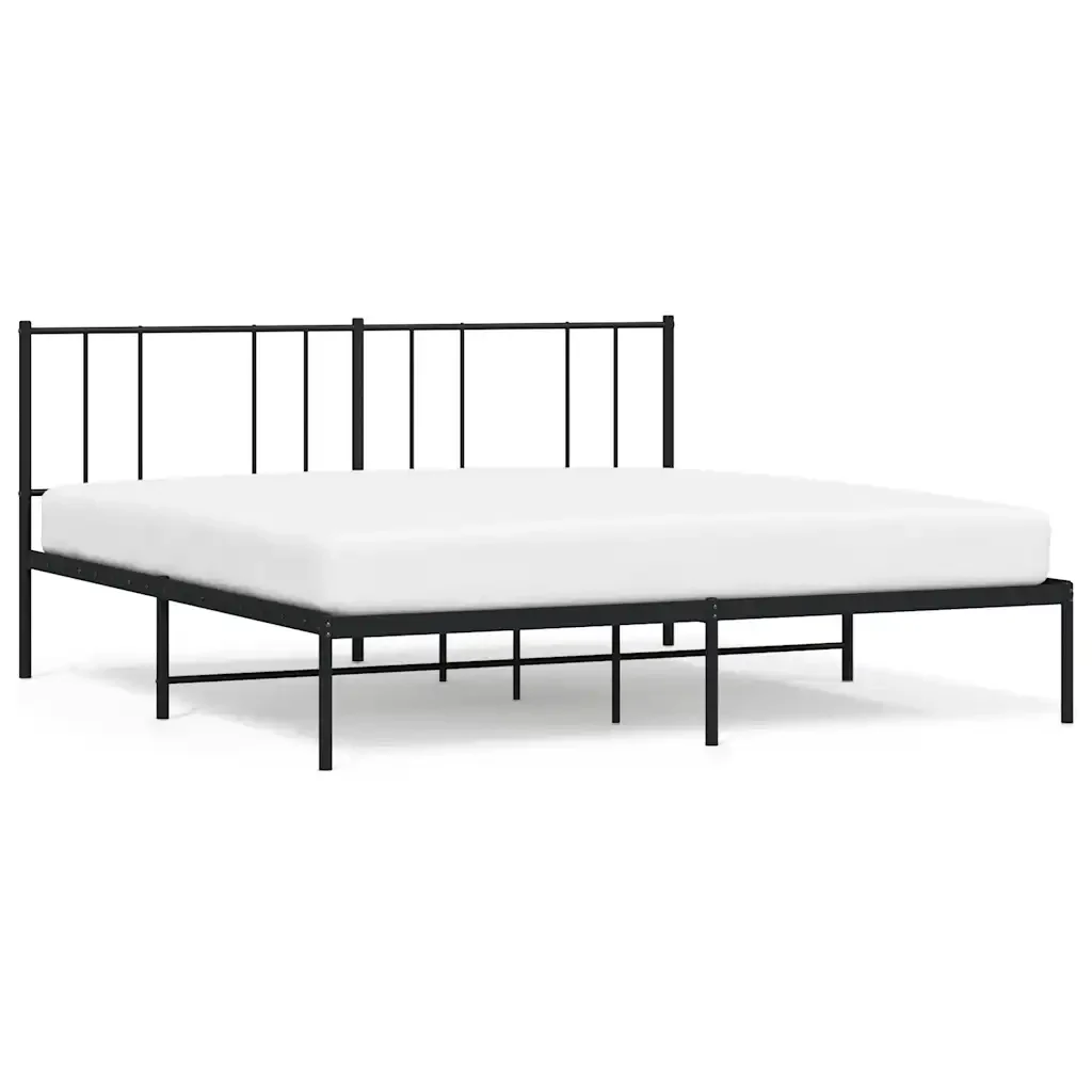 Letto matrimoniale | Letto per adulti | Giroletto con Testiera in Metallo Nero 193x203 cm