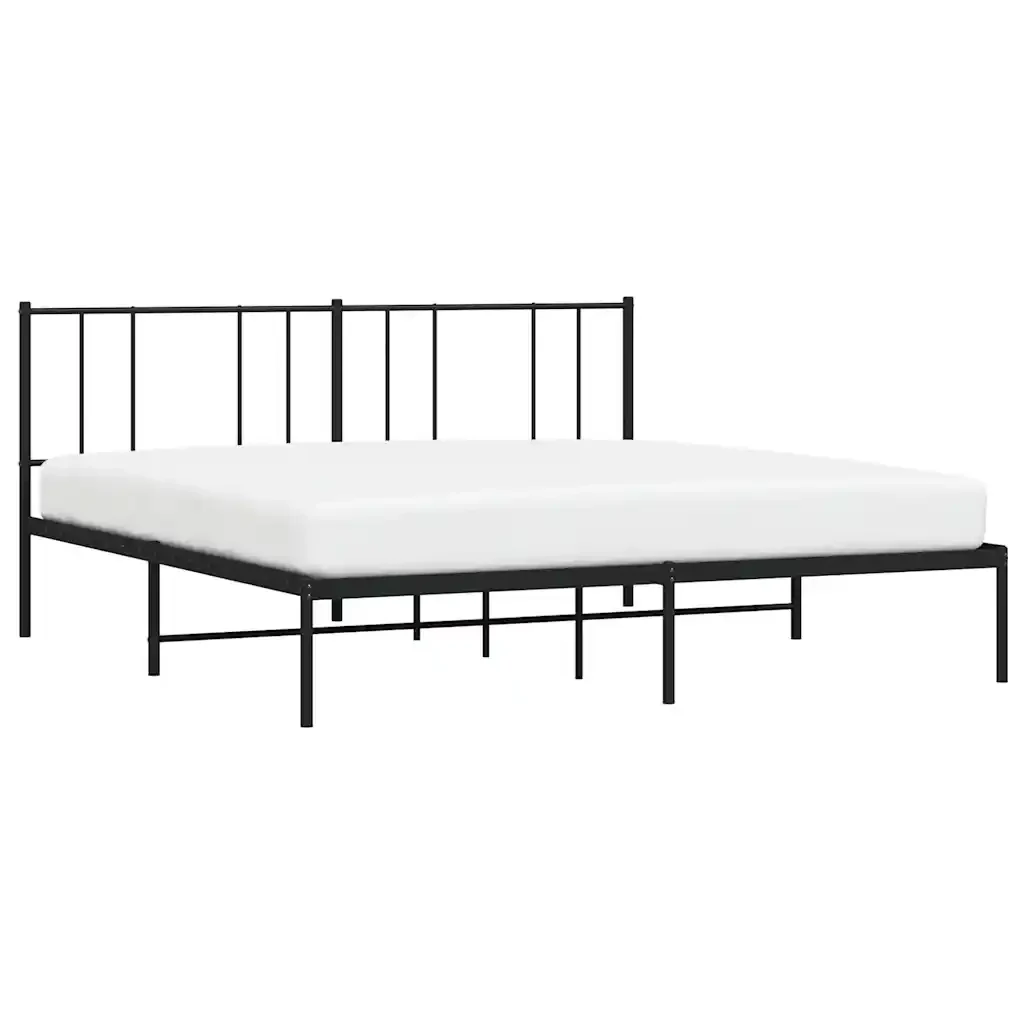 Letto matrimoniale | Letto per adulti | Giroletto con Testiera in Metallo Nero 193x203 cm - Image 5