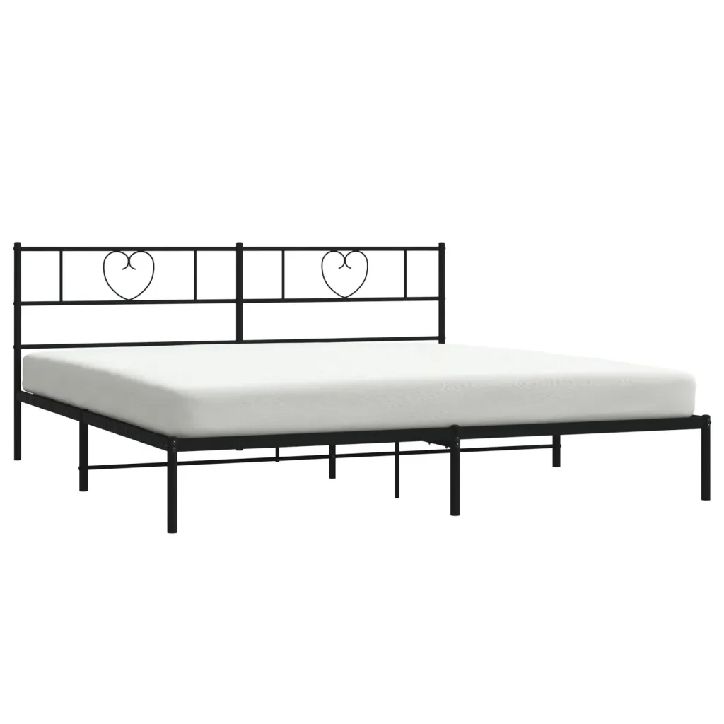 Letto matrimoniale | Letto per adulti | Giroletto con Testiera in Metallo Nero 200x200 cm - Image 3