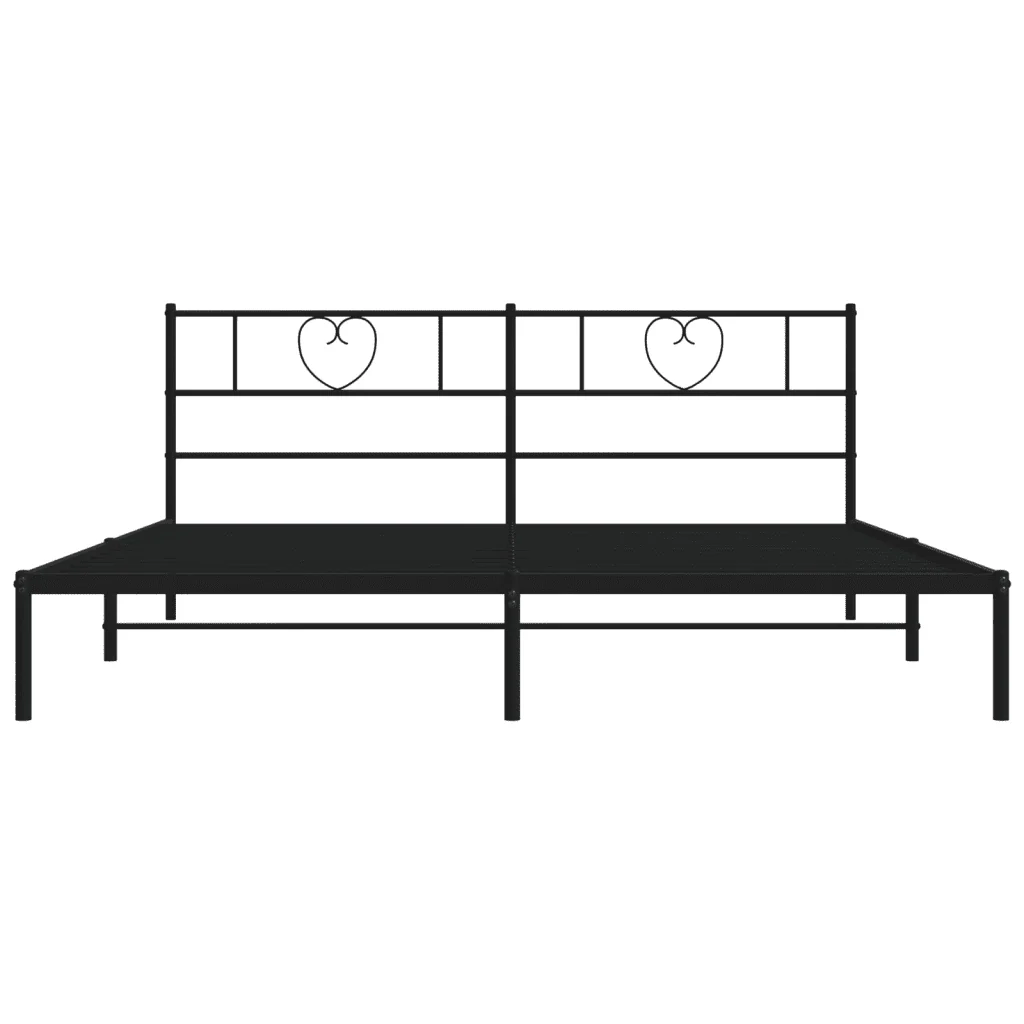 Letto matrimoniale | Letto per adulti | Giroletto con Testiera in Metallo Nero 200x200 cm - Image 5
