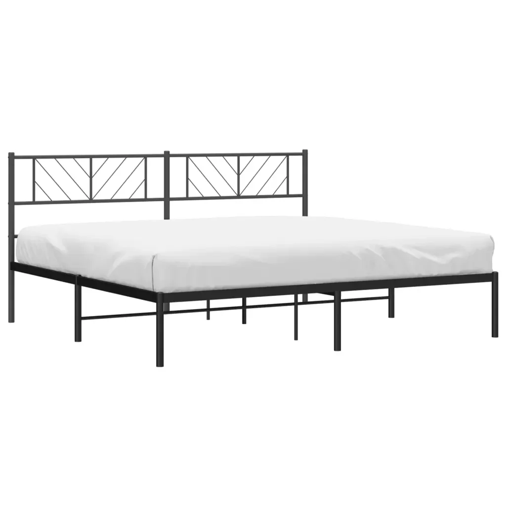 Letto matrimoniale | Letto per adulti | Giroletto con Testiera in Metallo Nero 200x200 cm - Image 4