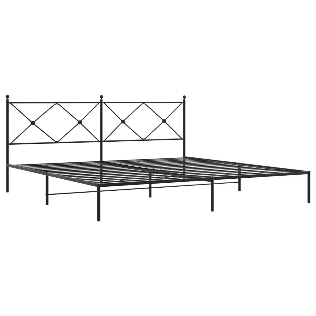 Letto matrimoniale | Letto per adulti | Giroletto con Testiera in Metallo Nero 200x200 cm - Image 4