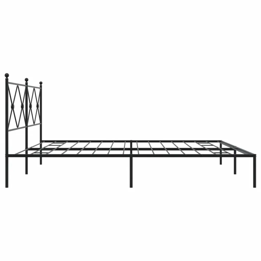 Letto matrimoniale | Letto per adulti | Giroletto con Testiera in Metallo Nero 200x200 cm - Image 5