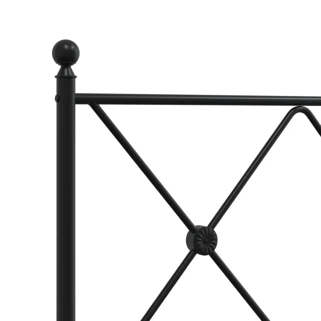 Letto matrimoniale | Letto per adulti | Giroletto con Testiera in Metallo Nero 200x200 cm - Image 7