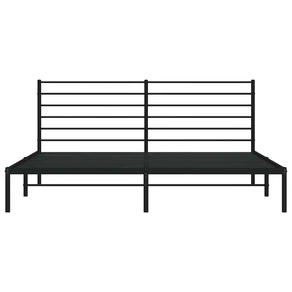 Letto matrimoniale | Letto per adulti | Giroletto con Testiera in Metallo Nero 200x200 cm - Image 6
